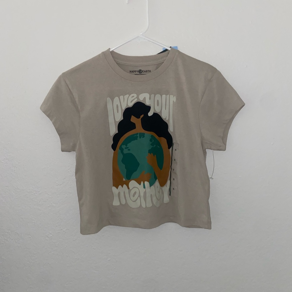 Super cute y2k Happy Earth graphic baby tee shortsleeve top anti pollution shirt
